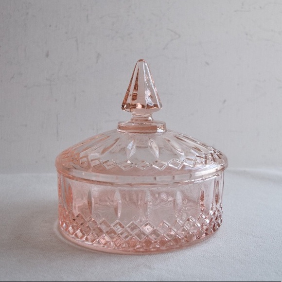 Anthropologie Other - Pink Glass Trinket Box / Candy Box with Lid